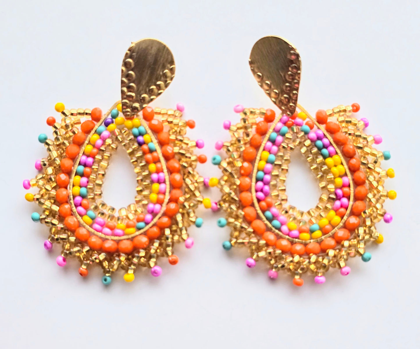 FIESTA ORANGE BEADED EARRINGS