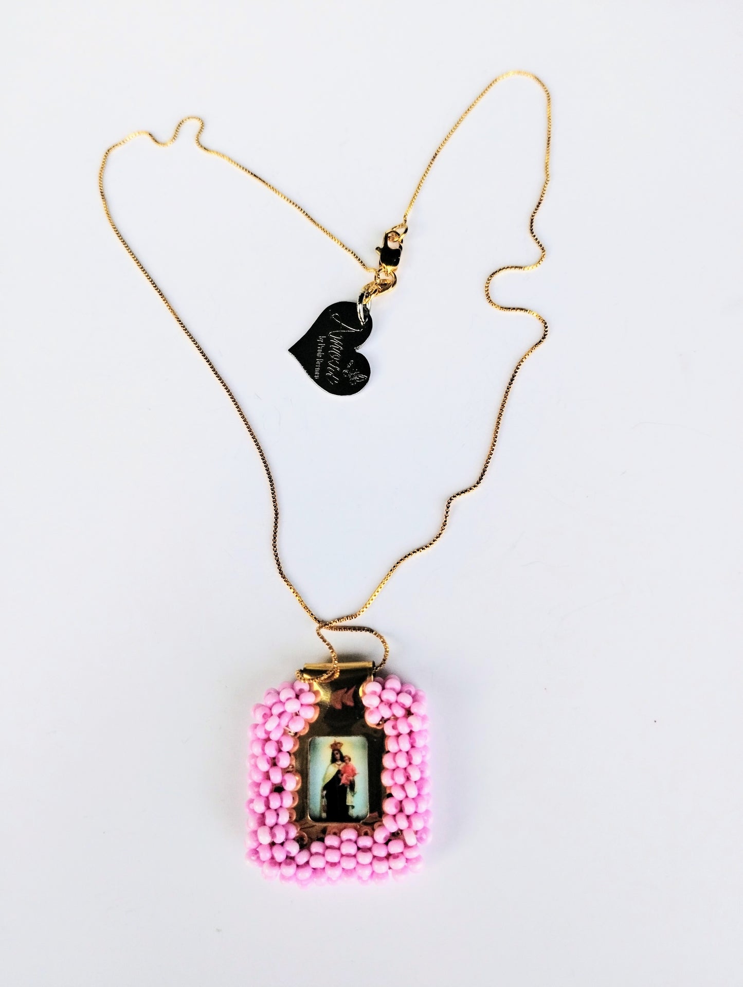 DOUBLE FACE ROSE ST MICHAEL AND VIRGIN NECKLACE