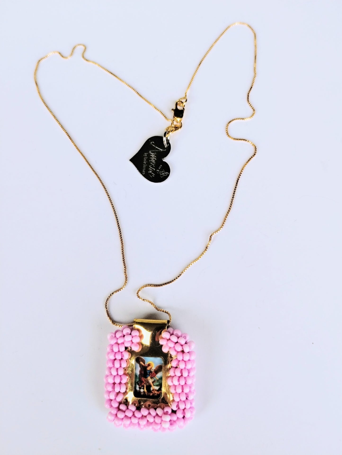 DOUBLE FACE ROSE ST MICHAEL AND VIRGIN NECKLACE