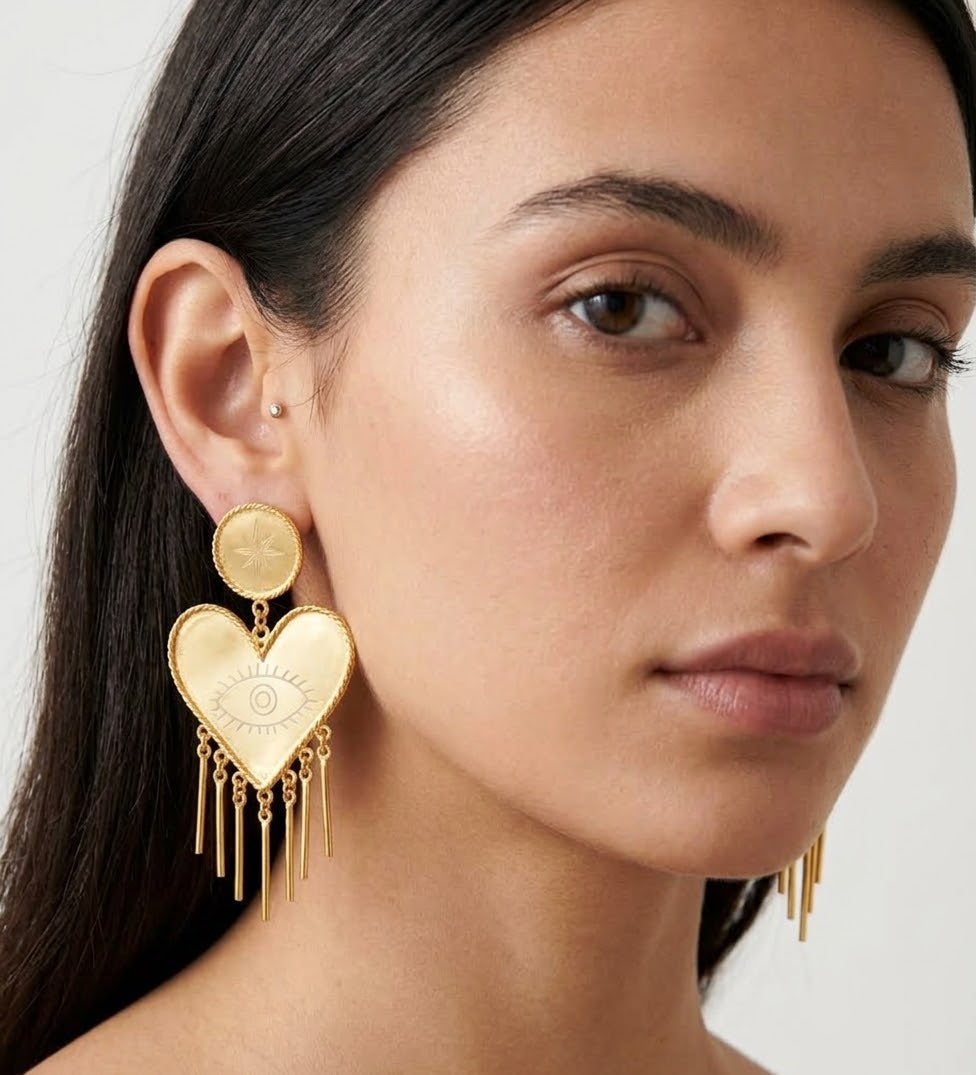ONLY GOOD VIBES HEART EARRINGS