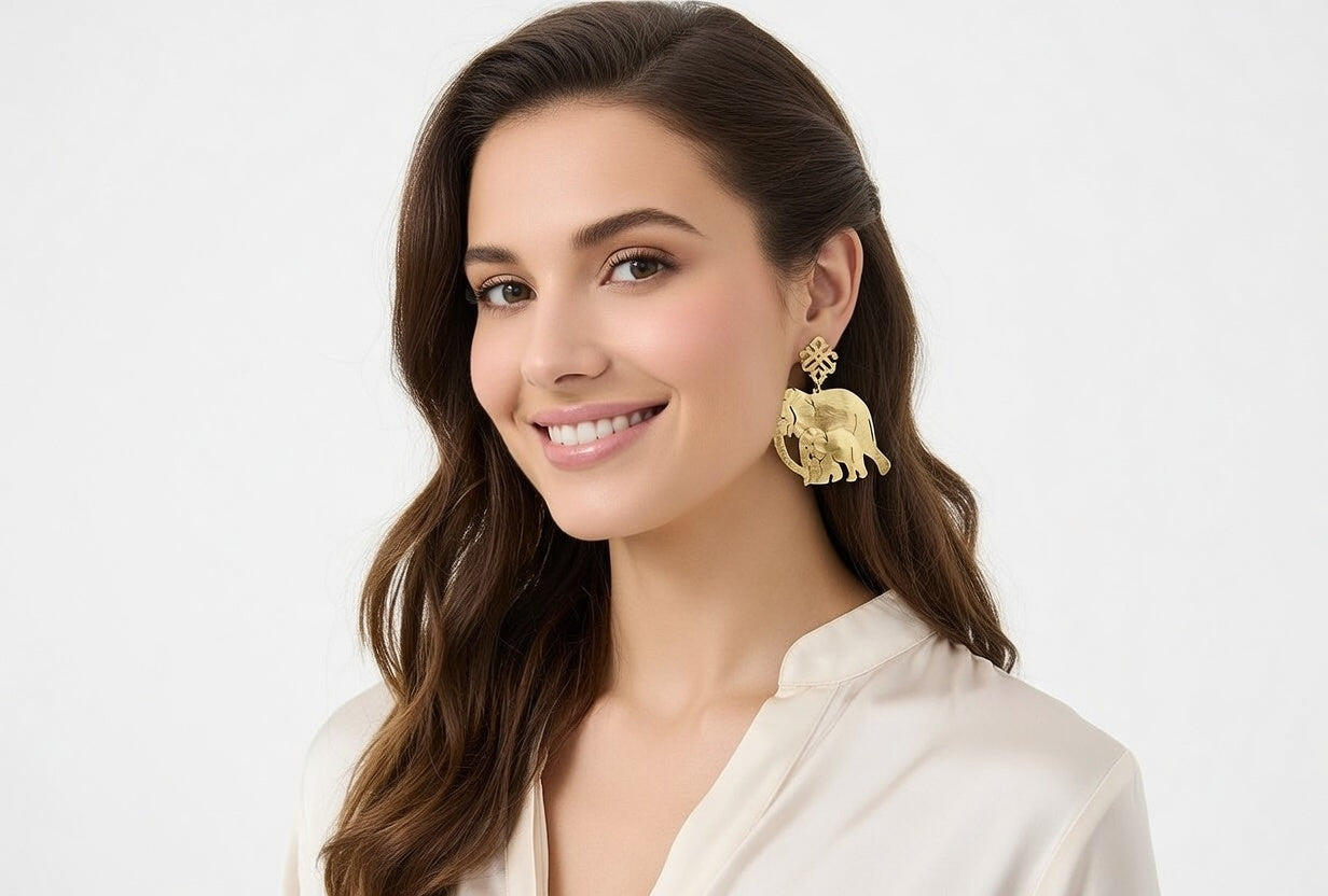 MAMA & BABY ELEPHANTS GOLD EARRINGS