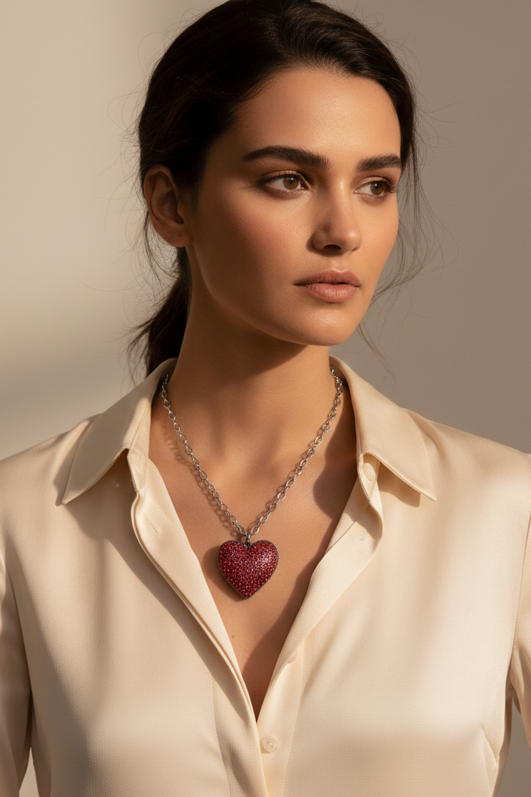 SILVER HEART NECKLACE