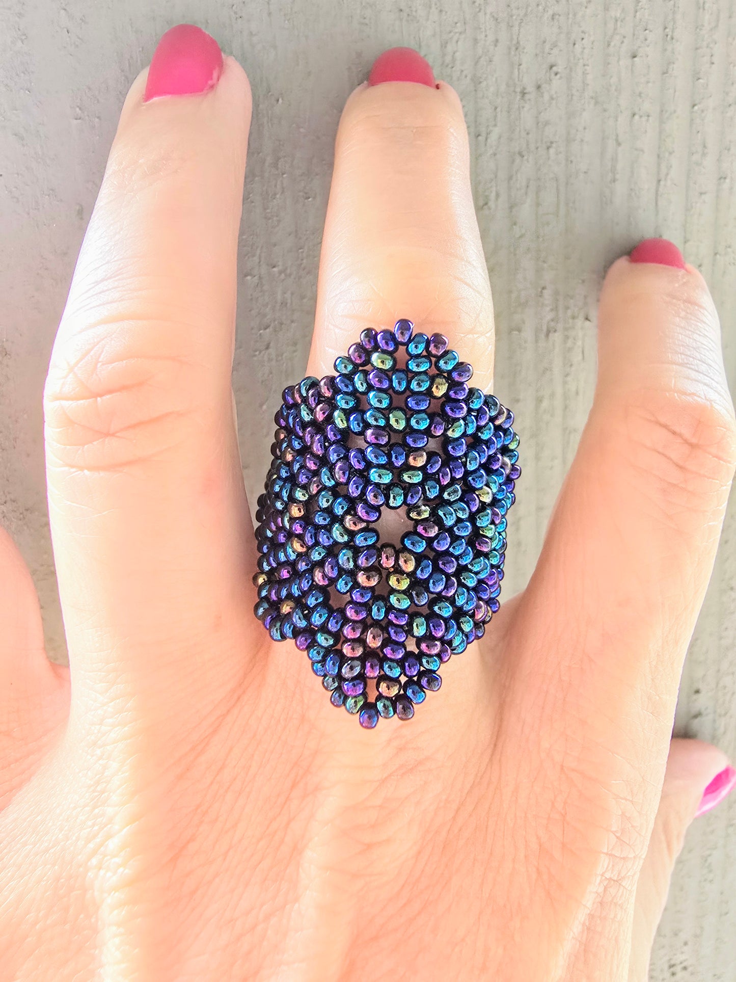 BLUE BEADED RING