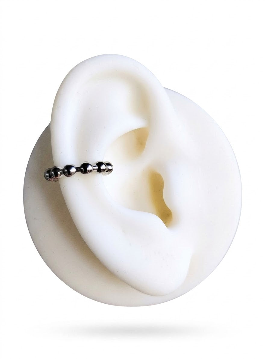 SILVER BEADS EARCUFF