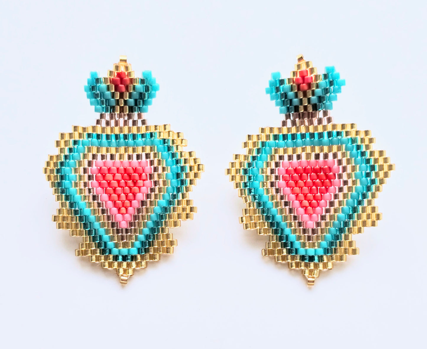 SACRED HEART MIYUKI BEADED EARRINGS