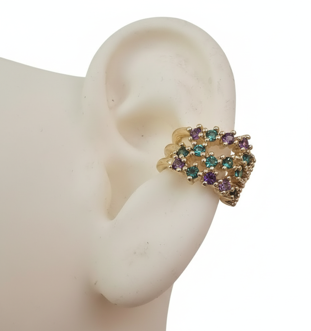 BRAZIL EARCUFF AMETHYST & EMERALDS