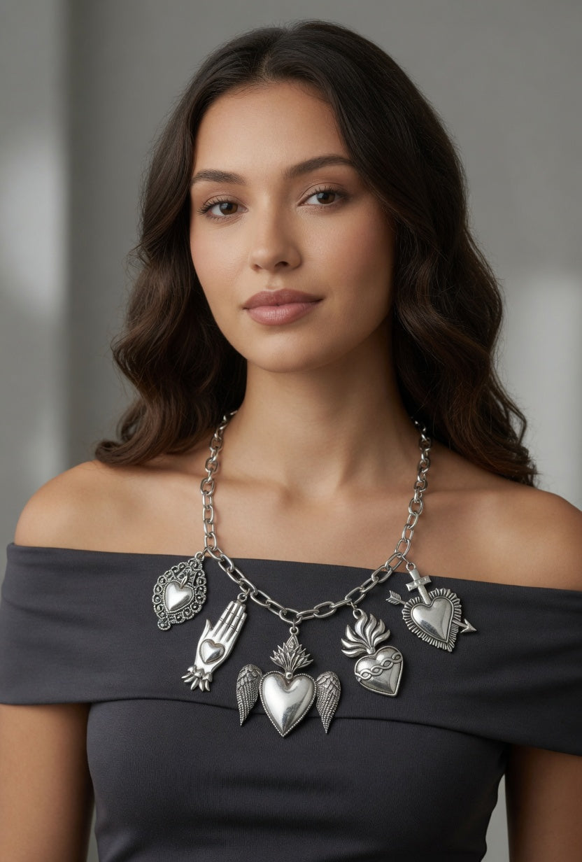 HEARTS OF DEVOTION SILVER NECKLACE