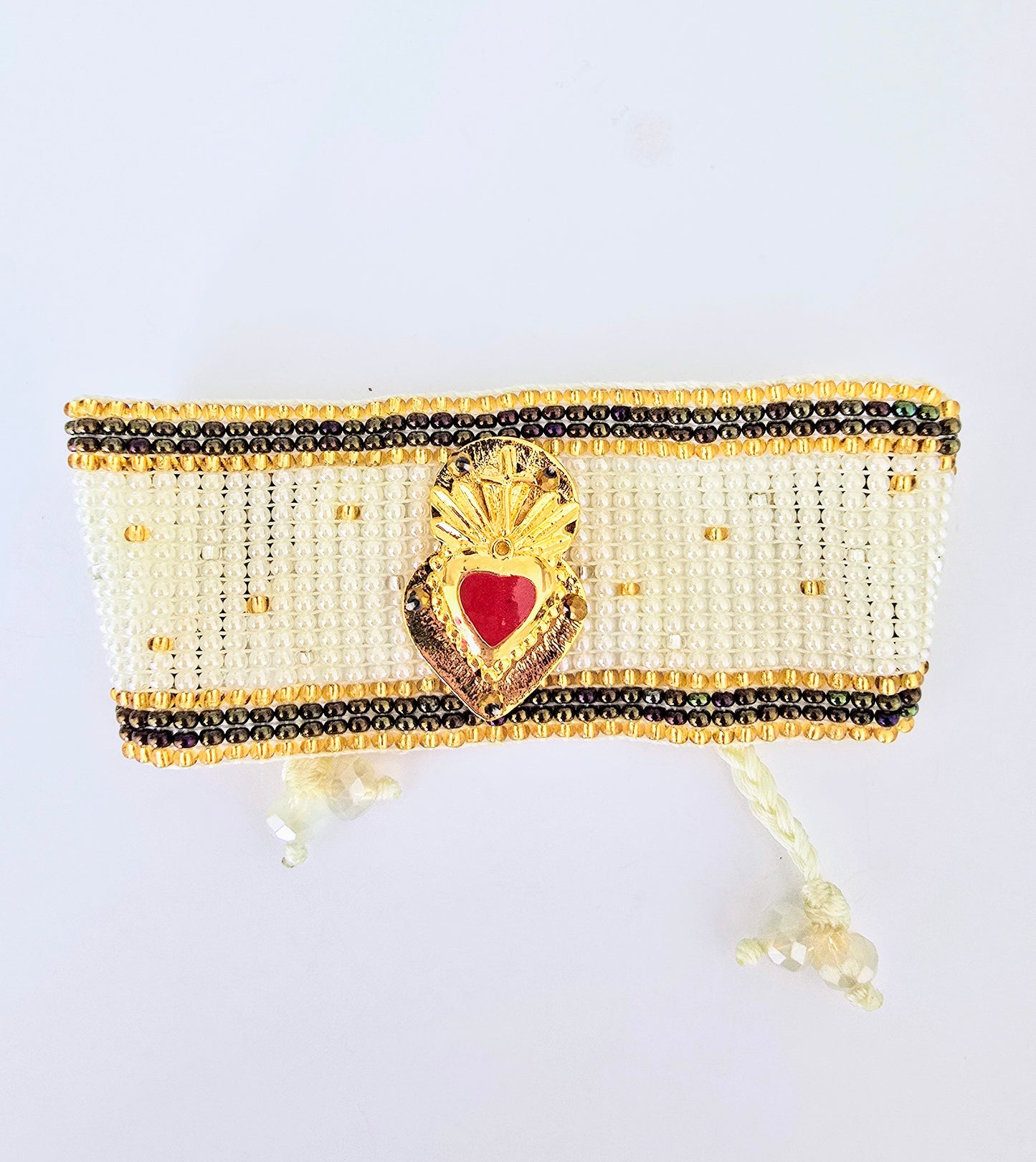 SACRED HEART BRACELET BROWN AND GOLD