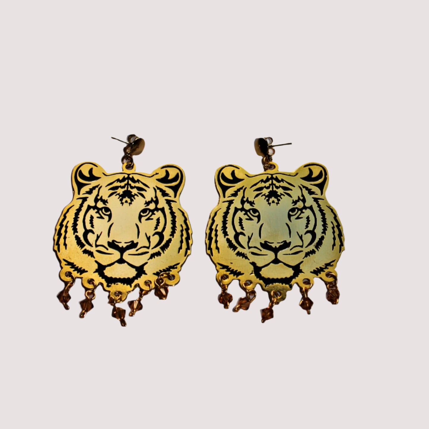 tiger earrings Handmade pieces
made of Brass 24k goldplated