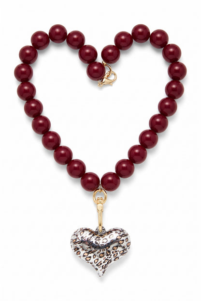BURGUNDY WILD HEART NECKLACE