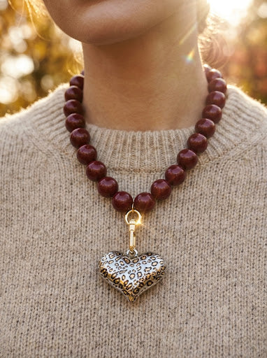BURGUNDY WILD HEART NECKLACE