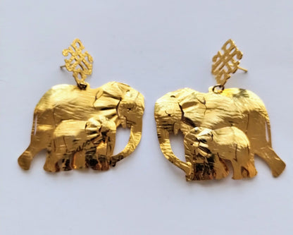 MAMA & BABY ELEPHANTS GOLD EARRINGS