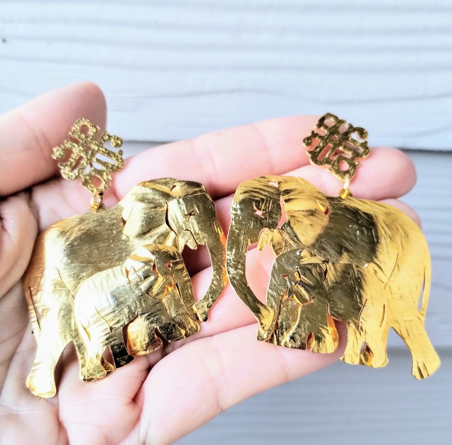 MAMA & BABY ELEPHANTS GOLD EARRINGS