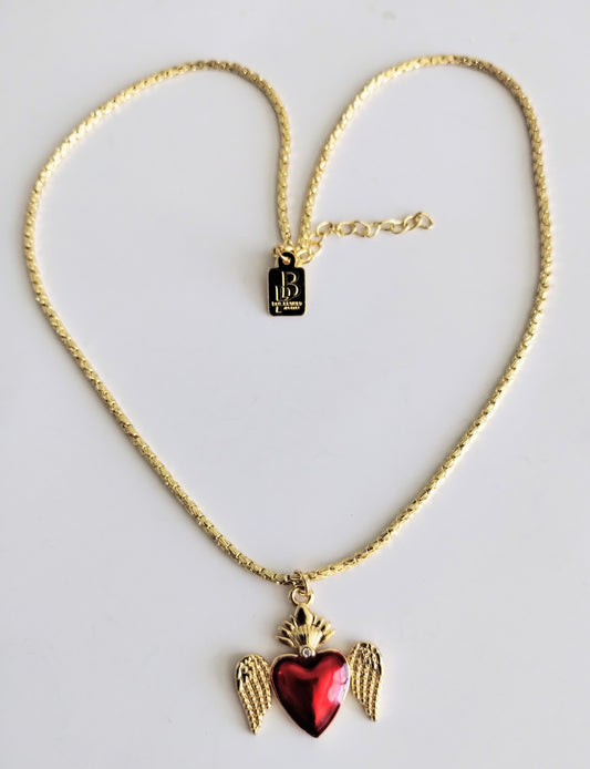 RED SACRED HEART NECKLACE