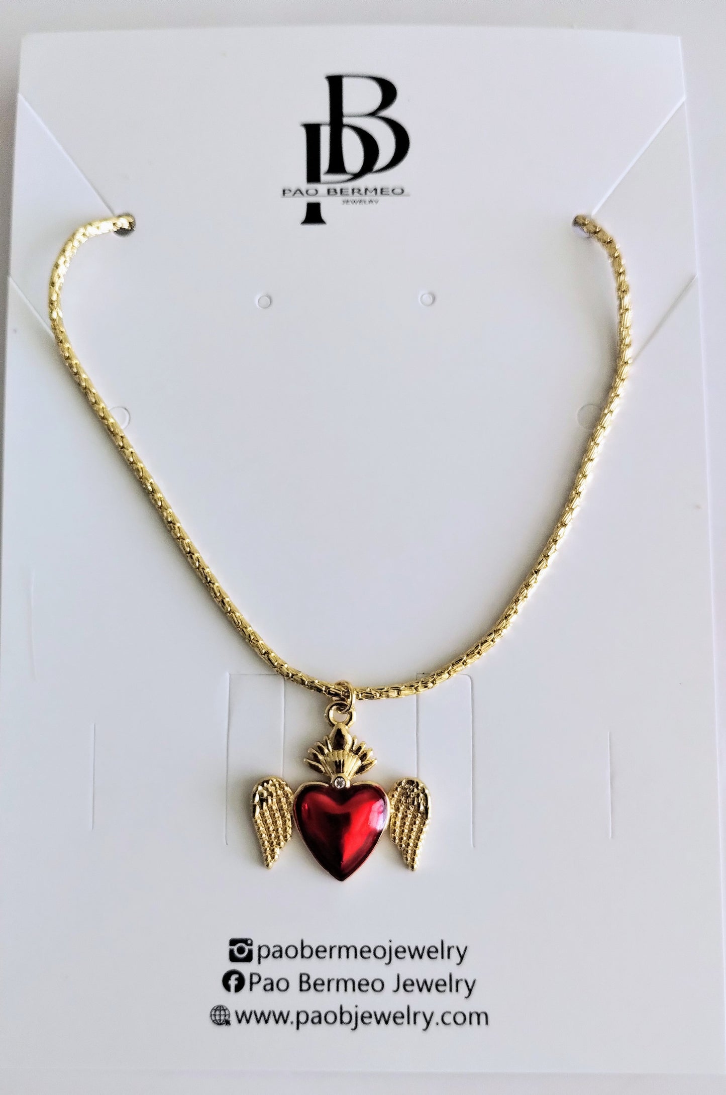 RED SACRED HEART NECKLACE