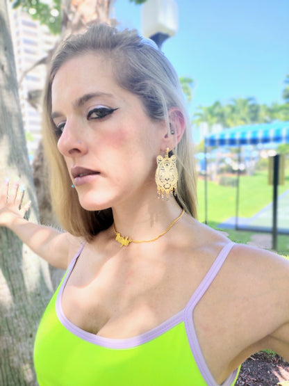 Tiger Earrings -24k Goldplated