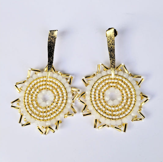 WHITE SUN BEADED EARRINGS