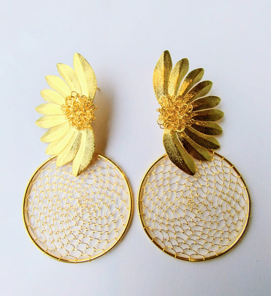 DHALIA DOUBLE GOLD EARRINGS