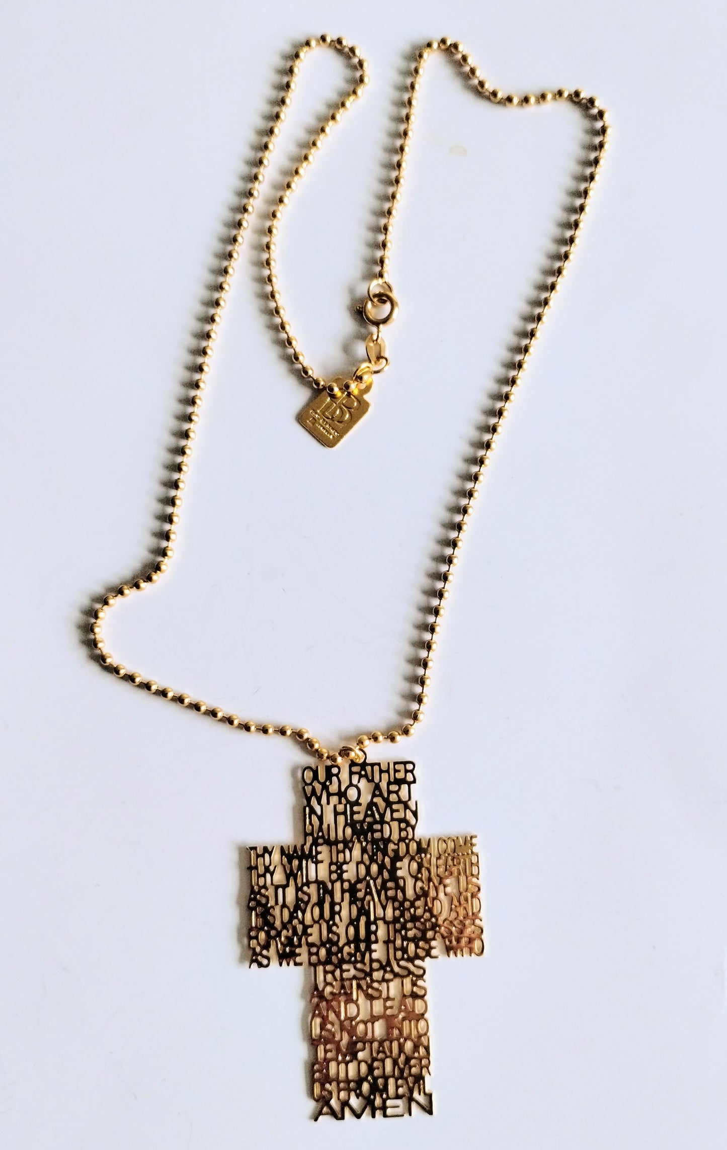 OUR FATHER PRAYER CROSS GOLD NECKLACE