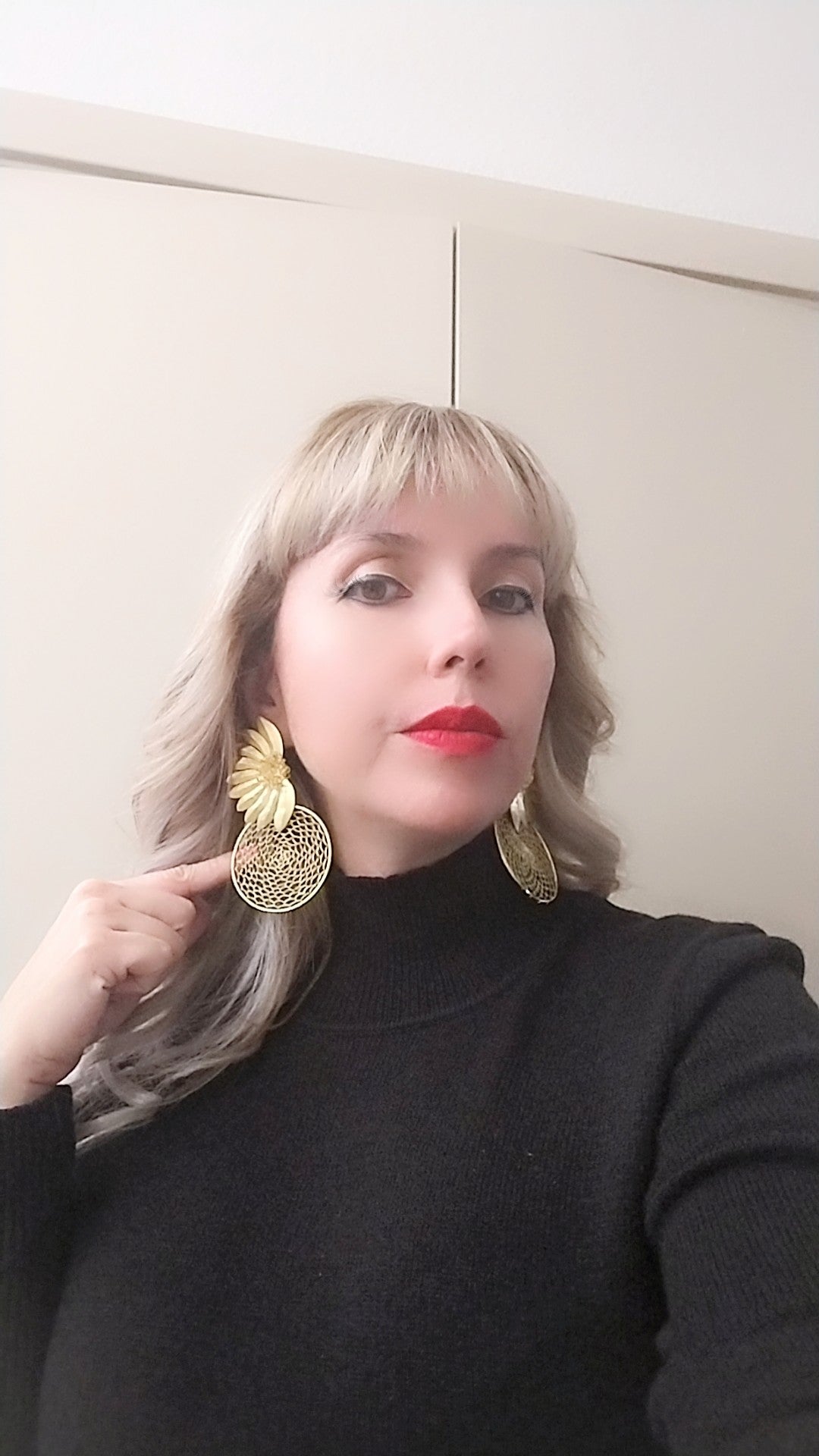 DHALIA DOUBLE GOLD EARRINGS