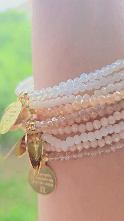 10 COMMANDMENTS BRACELET BEIGE AND WHITE  SET