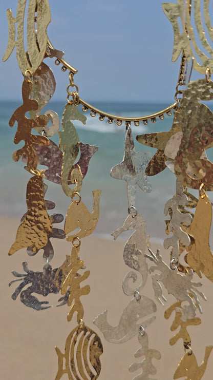 AQUA MIX SILVER & GOLD NECKLACE
