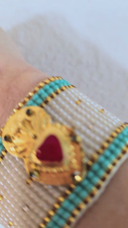 SACRED HEART TURQUOISE BRACELET