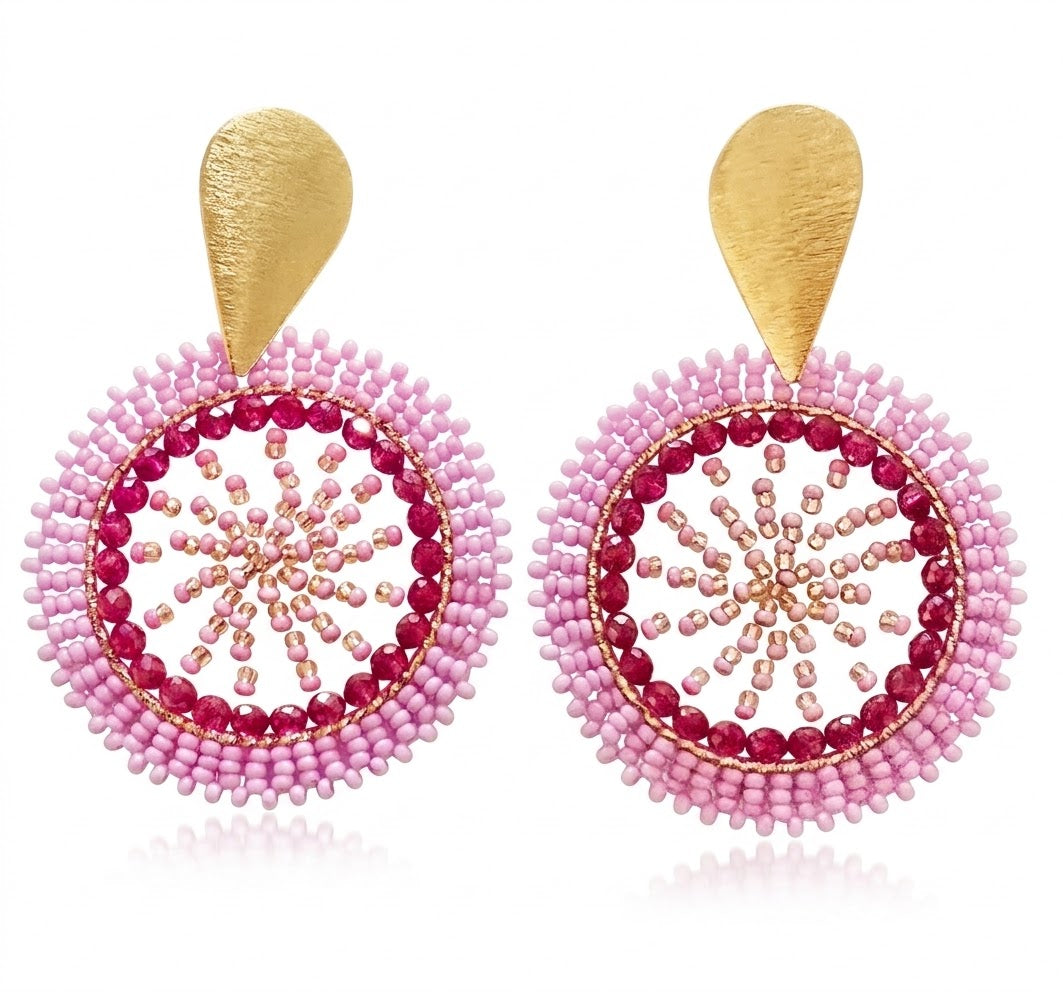JAIPUR SUN MANDALA BEADED EARRINGS