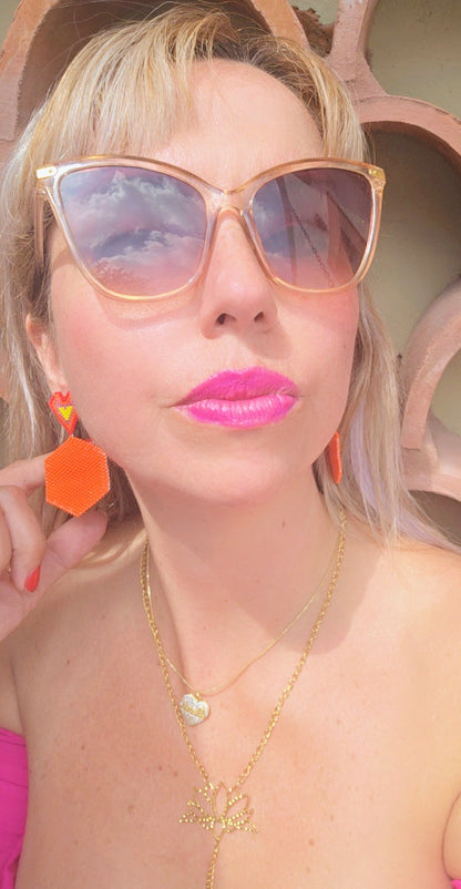 ORANGE HEARTS EARRINGS