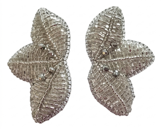 SILVER LEAF  BEADED EARRINGS