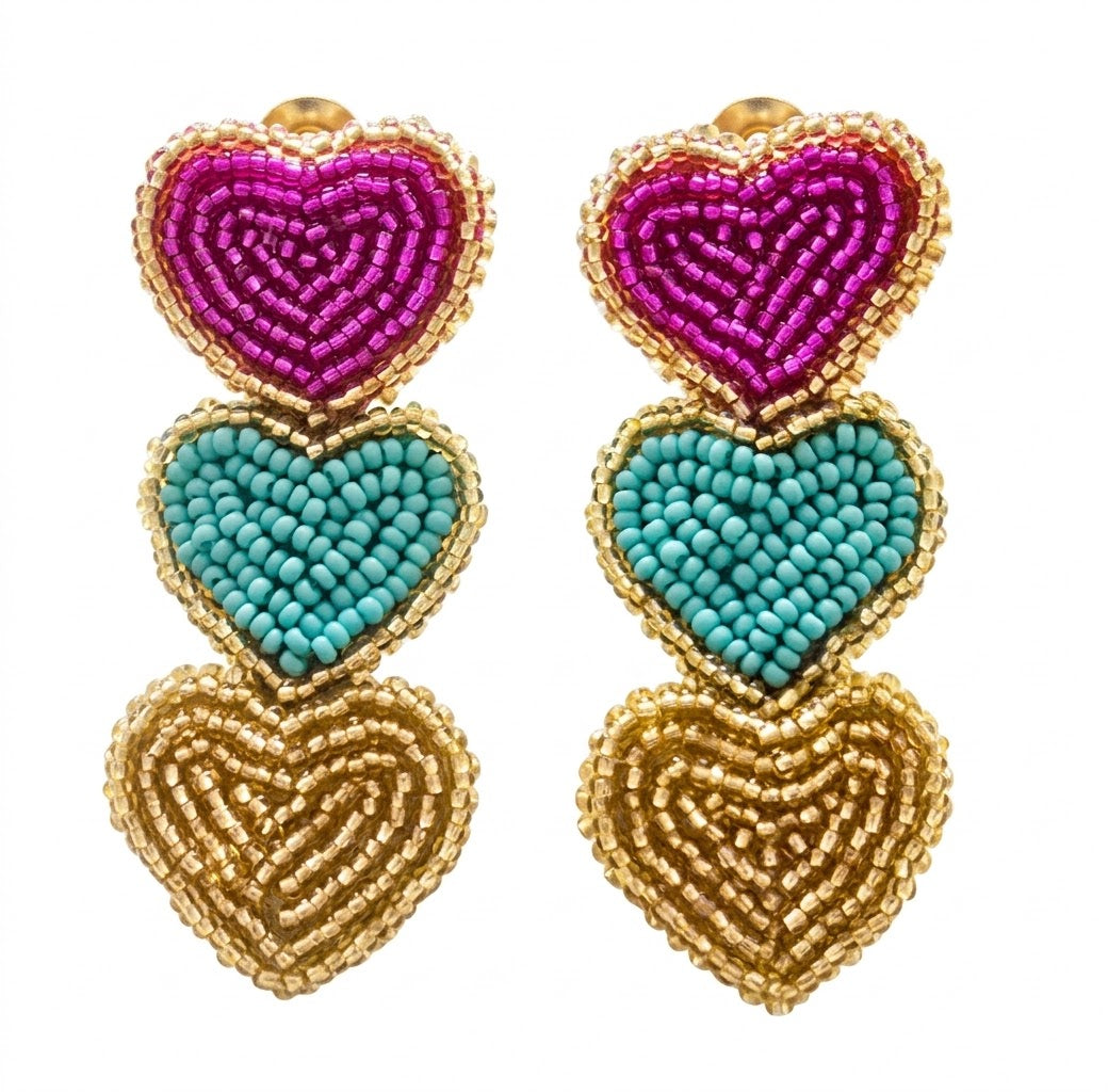 THE TRIPLE HEARTS CASCADE EARRINGS