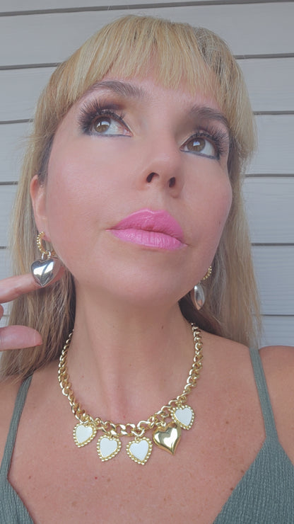 PARIS WHITE HEARTS NECKLACE