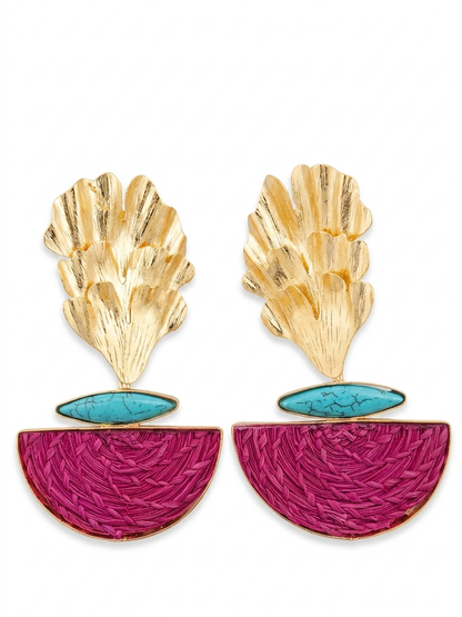 PARADISE SHELL TURQUOISE $ PINK EARRINGS