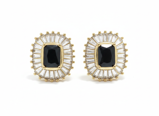 BLACK CRYSTAL CLIP-ON EARRINGS