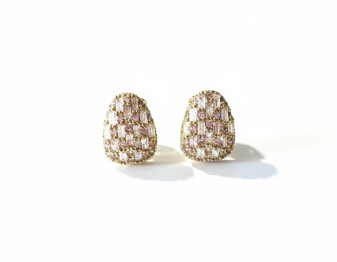 GOLD SILVER CRYSTAL CLIP-ON EARRINGS
