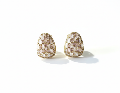 GOLD SILVER CRYSTAL CLIP-ON EARRINGS
