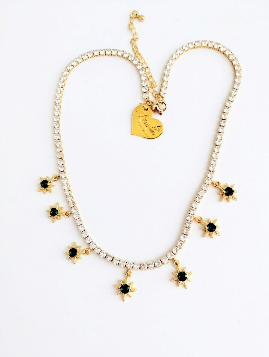 ADELE 7 GREEN CRYSTALS NECKLACE