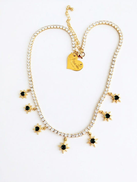 ADELE 7 GREEN CRYSTALS NECKLACE