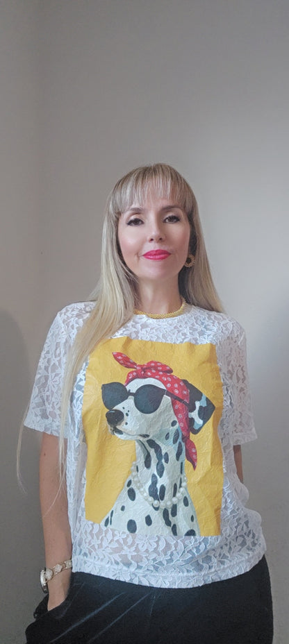 WHITE DOGGIE BLOUSE