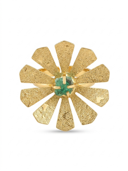 GOLDEN PETALS RING EMERALD