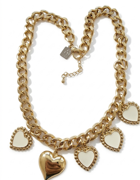 PARIS WHITE HEARTS NECKLACE