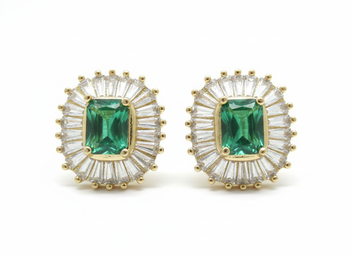 GREEN CLIP-ON EARRINGS