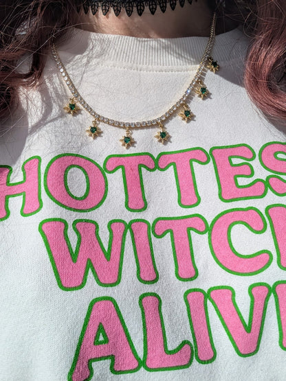 ADELE 7 GREEN CRYSTALS NECKLACE