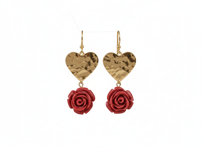 RED ROSES HOOK EARRINGS