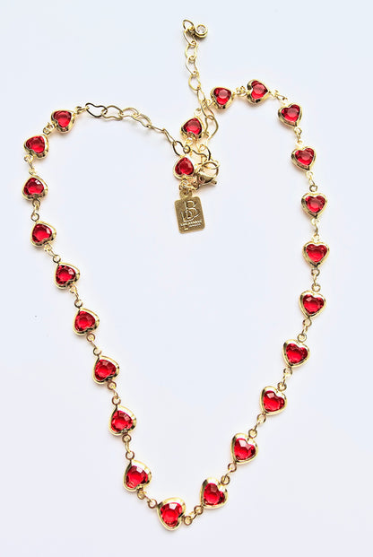 ALEJANDRA MINI RED HEARTS CHOKER
