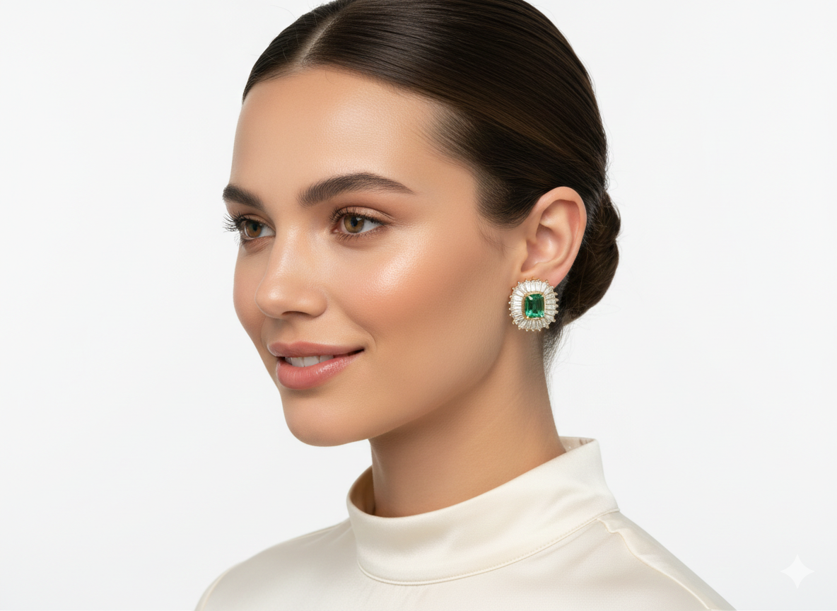 GREEN CLIP-ON EARRINGS