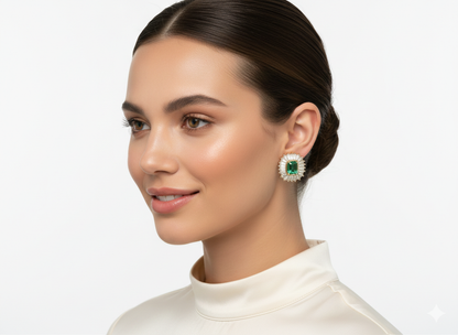 GREEN CLIP-ON EARRINGS