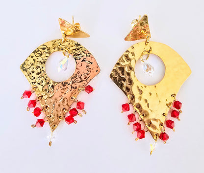 VENICE RED CRYSTAL EARRINGS