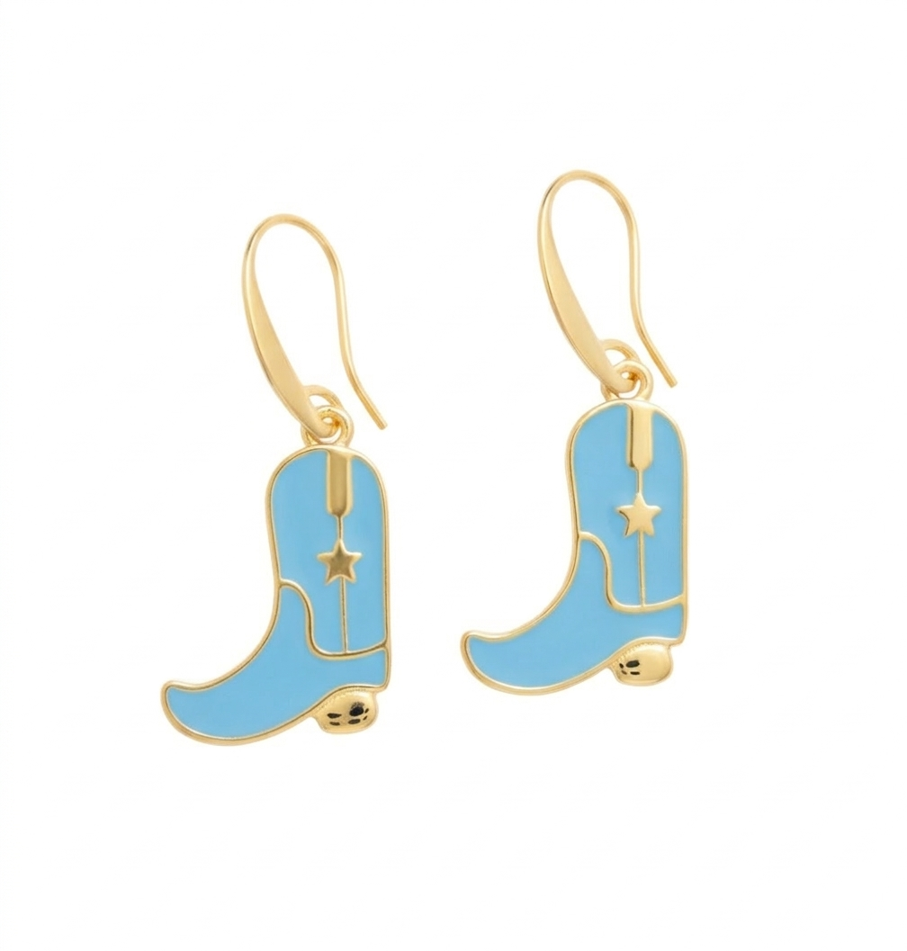 BLUE BOOTS HOOK EARRINGS