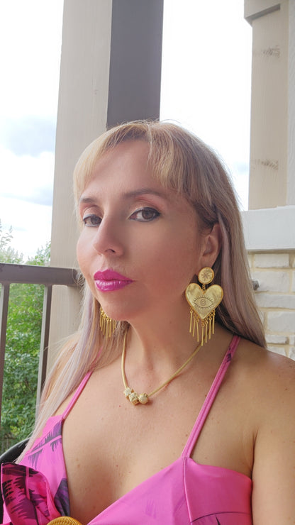 ONLY GOOD VIBES HEART EARRINGS